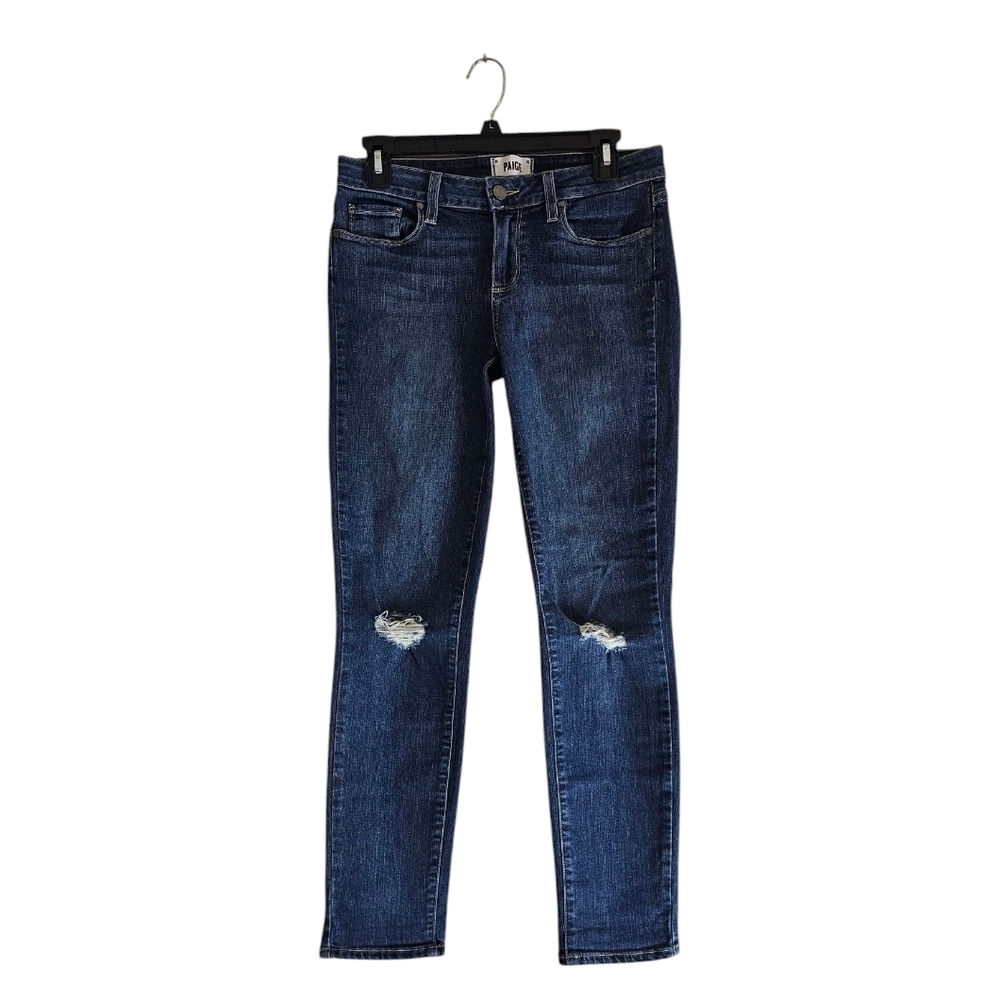 Paige Kylie Crop Blue Mid Rise Distressed‎ Jeans 29 Preowned